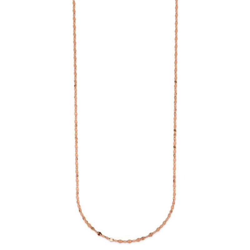 Curata Italian 14k Rose Gold 2mm Fancy Link Chain Necklace (Spring Ring)