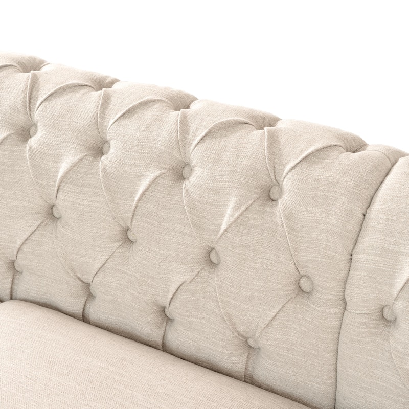 Roomfitters Comfy Large Sectional Sofa with Wooden Legs, Retro Upholstered Couch for Living Room
