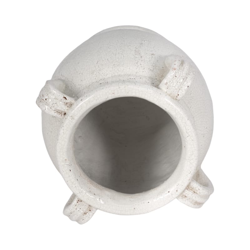 Terracotta Table Vase with Weathered Finish and Handles for Home Decor