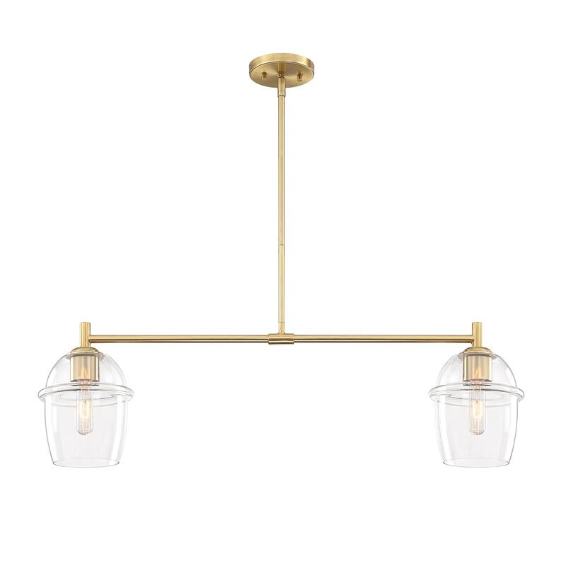 Summer Jazz 60 Watt 2-Light Brushed Gold Transitional Island Light with Clear Glass Shades - 10.5