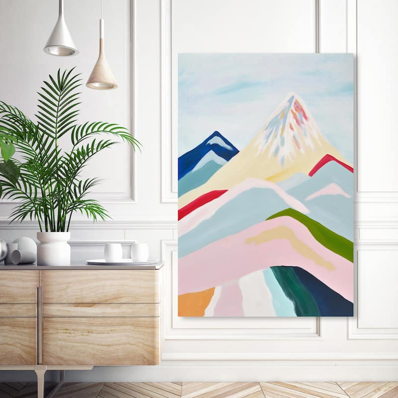 Wynwood Studio Nature and Landscape Snowy Ice Mountains Blue and Pastel Blue Modern & Contemporary Wall Art Canvas Print - 54 x 36