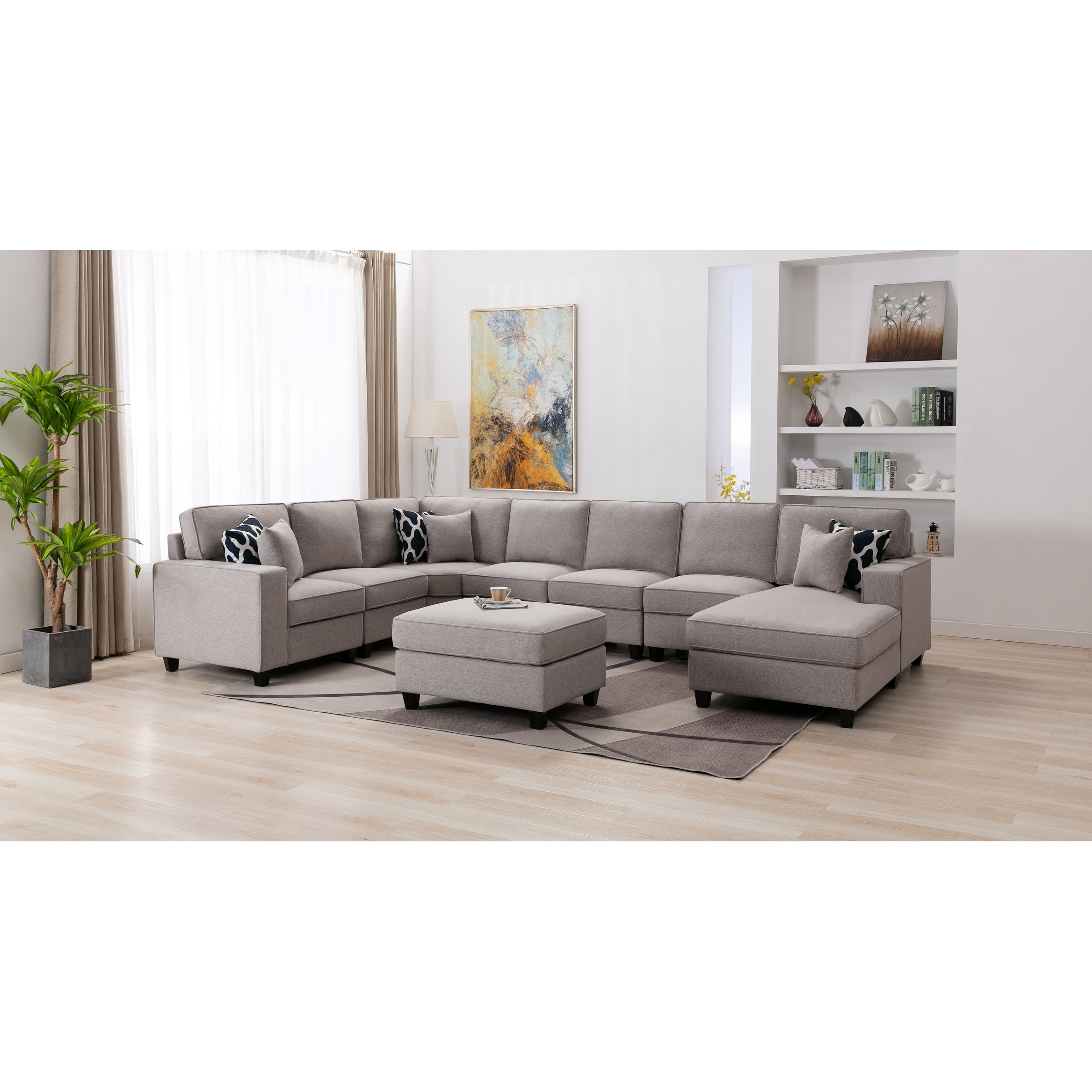 Reversible modular clearance sectional with ottoman