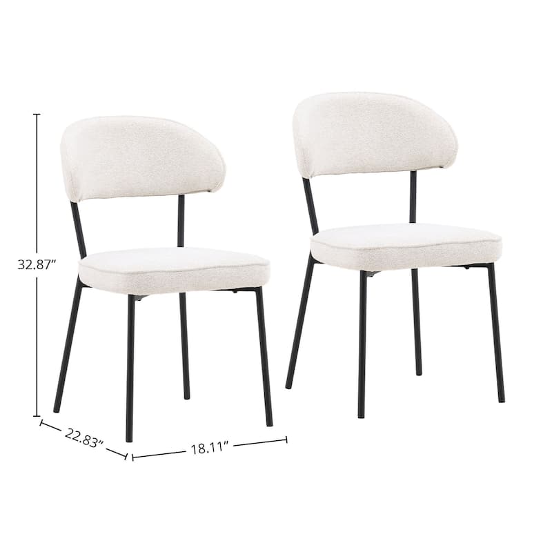 Mackinsey Iron Upholstered Dining Chair, Cream (Set of 2)