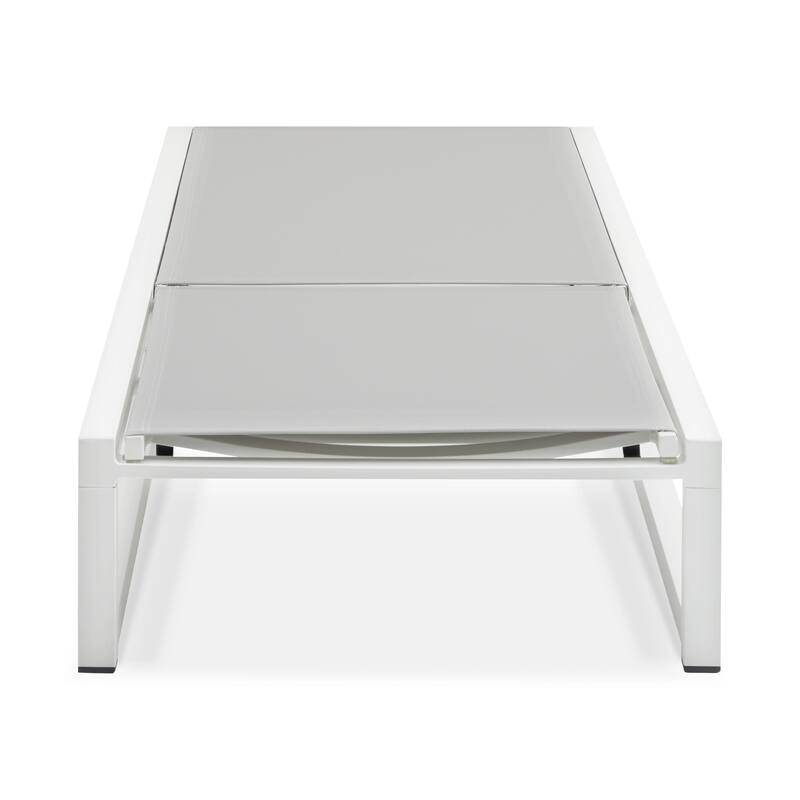 5-Level Adjustable 2-Piece Outdoor Chaise Lounge,Durable Aluminum Frame & Textilene Mesh, Perfect For Patio/Poolside