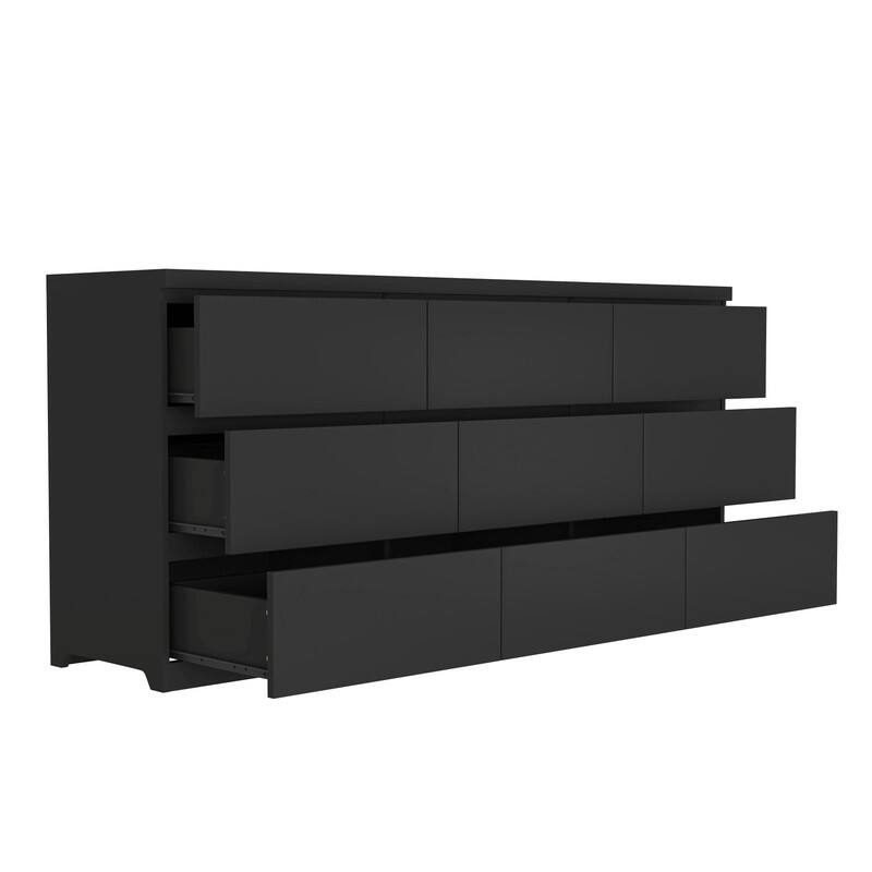 9-Drawer Handle-Free Dresser, Modern Matte Wood Storage Chest for Bedroom, Living Room or Entryway