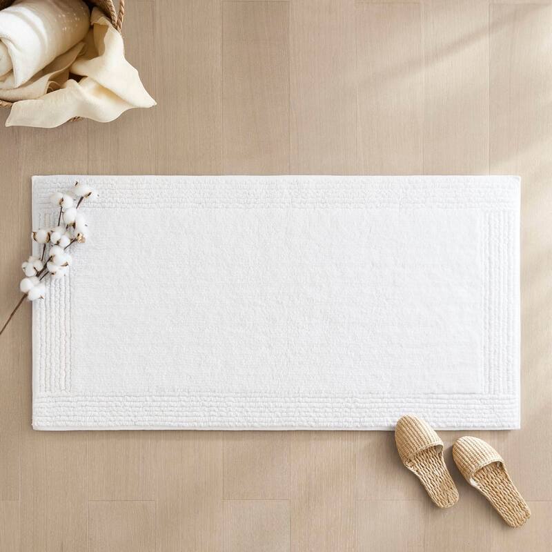 1 PCS 17x24" Cotton Tufted 3000 GSM Reversible Bath Rug White