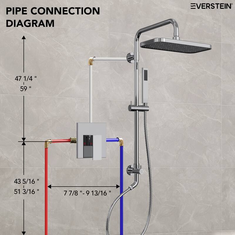 Everstein 2-in-1 Matte Black Shower System with Rainfall & Handheld Shower, 5 Spray Modes