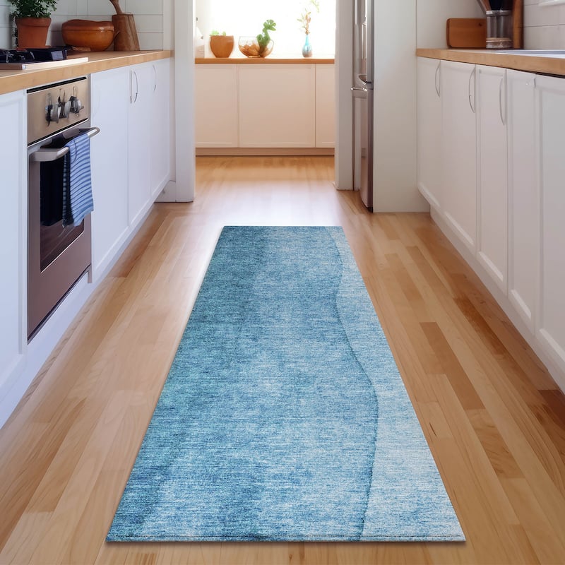 Premium Washable Super Soft Ombre Stripes Mayfield Rug - Teal - 2' 3" x 7' 6" - Runner