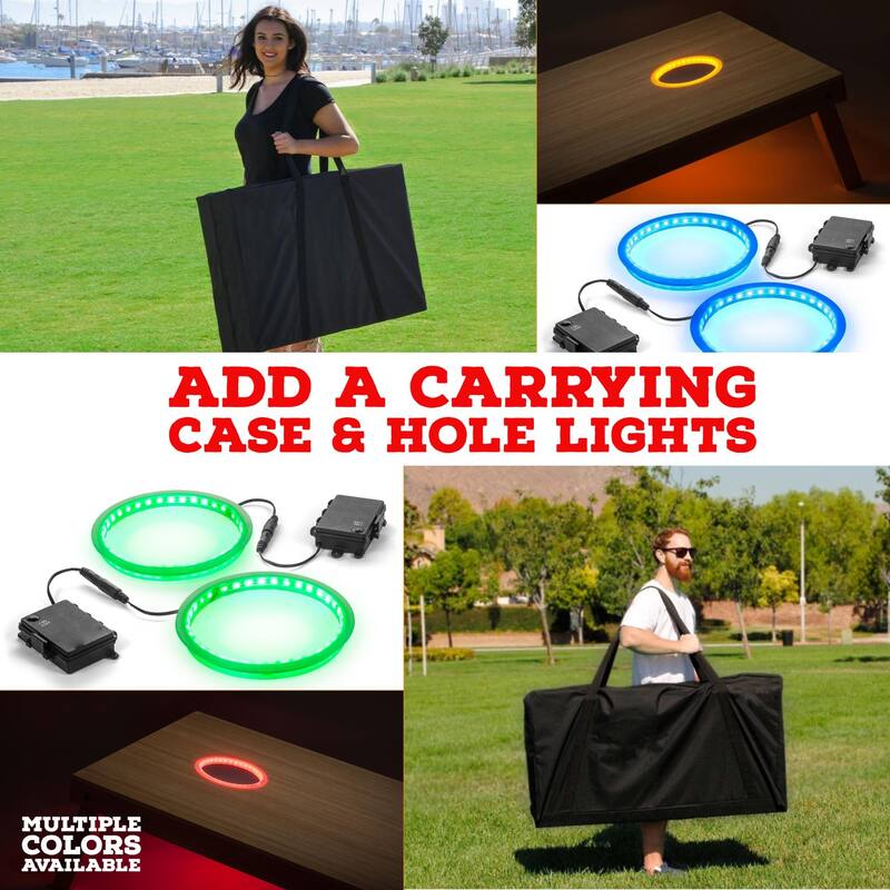 Country Living Christmas Tree Outdoor Cornhole Board Set - 2x4 Boards (24" x 48") - Include Lights & Case