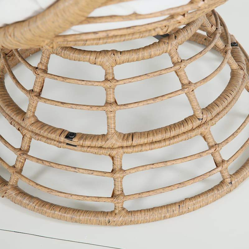 Wicker Swivel Egg Chair Indoor/Outdoor Lounger with Cushion Bed Bath