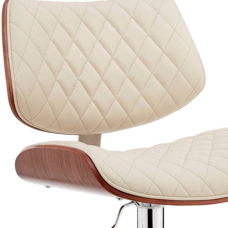 Faux Leather Adjustable Bar Stool with Swivel Seat and Chrome Matte Frame