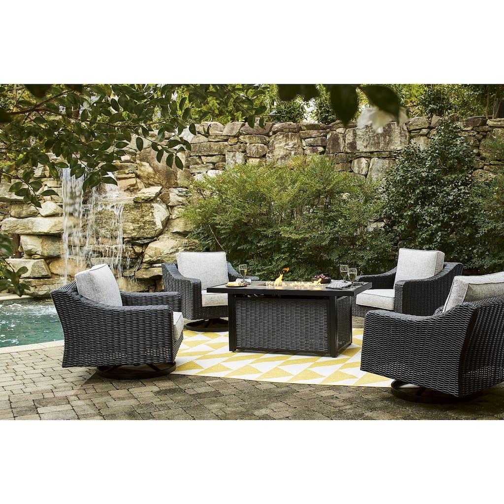 Signature Design by Ashley Beachcroft Black/Light Gray 5-Piece Outdoor Package - 58" W x 30" D x 25.13" H