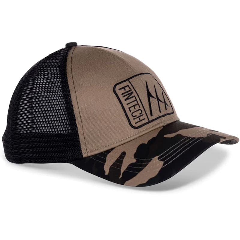 Fintech Logo Camo Snapback Hat - Dune - One Size