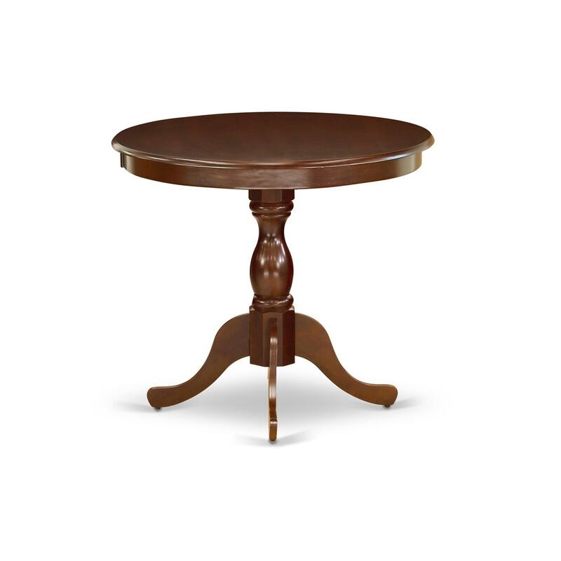 3-Piece Mahogany Finish Solid Wood Top - Button Tufted Dining Room Set - Seats 4
