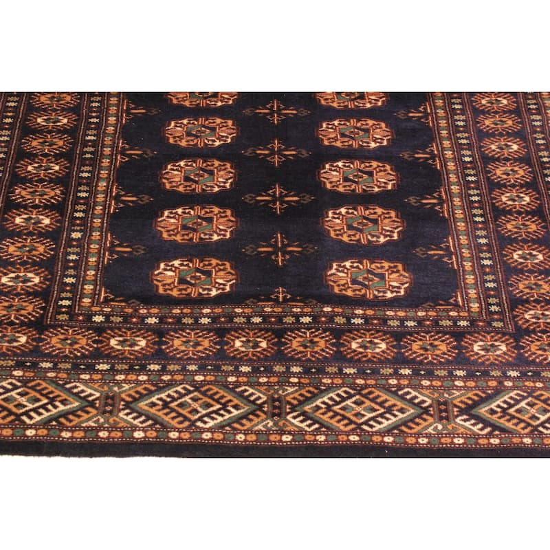 Rustic Bokhara Porter Blue/Blue Hand Knotted Wool Rug - 4'3'' x 5'3''