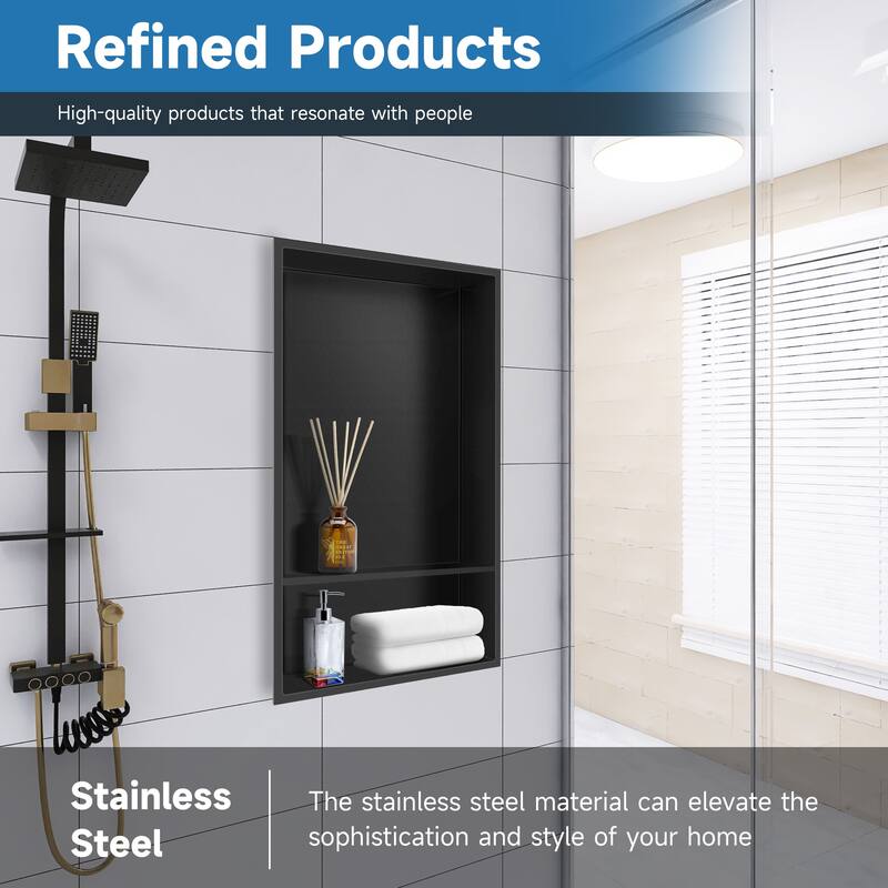 WIZ 12-inch W x 25-inch H x 4-inch D Stainless Steel Shower Niche