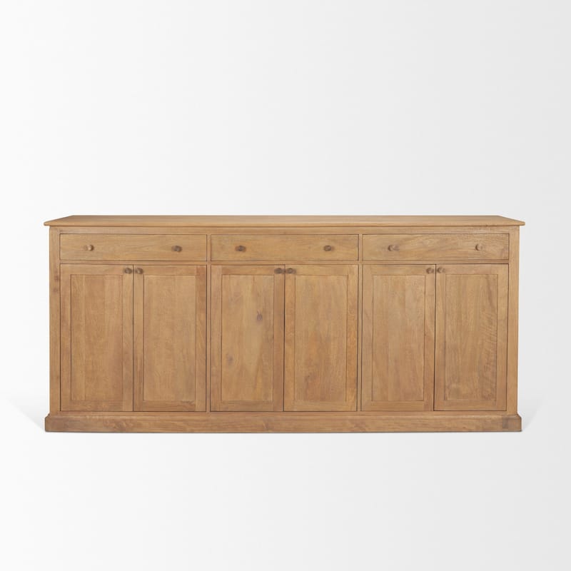 Baron Brown Solid Wood w/ Antiqued Aged Brass Knobs 3-Drawer 6-Door Sideboard