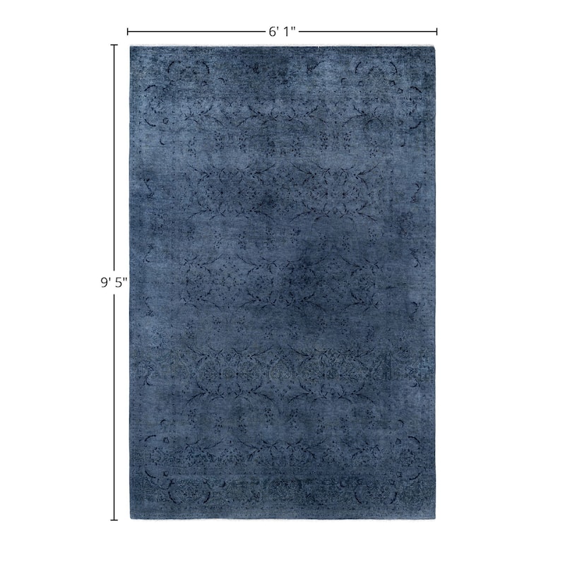 Overdyed One-of-a-Kind Hand-Knotted Area Rug - Black - 6' 1" x 9' 5"