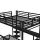 preview thumbnail 12 of 12, Queen Over Twin XL Metal Bunk Bed / Loft Bed with Desk and Shelves, Multiple Uses Bed Frame with LED Light and Charging Station
