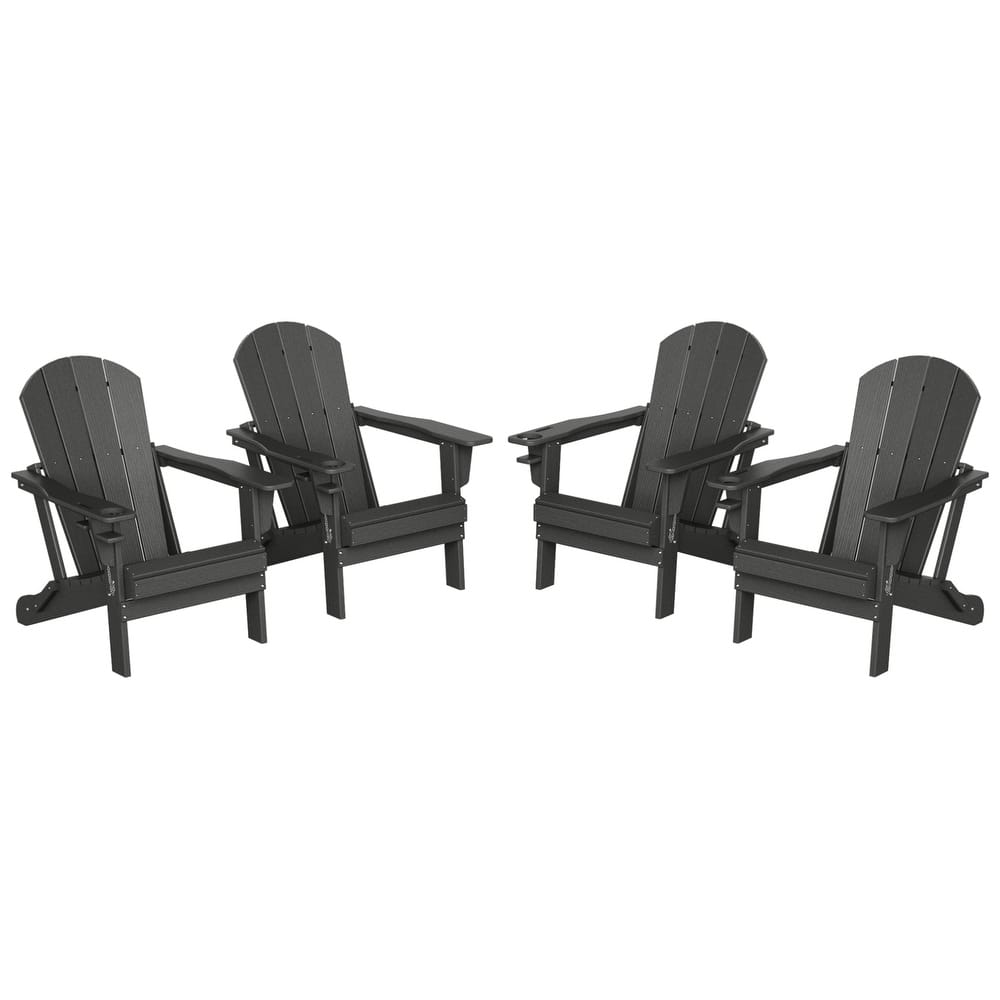 Alvaro Outdoor Adirondack Chair with Cup Holder (Set of 4)