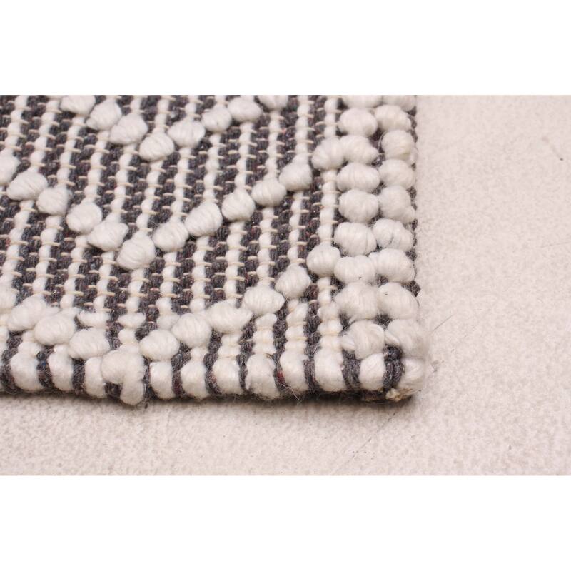 ECARPETGALLERY Braid weave Sienna Grey Wool Rug - 6'1 x 9'1