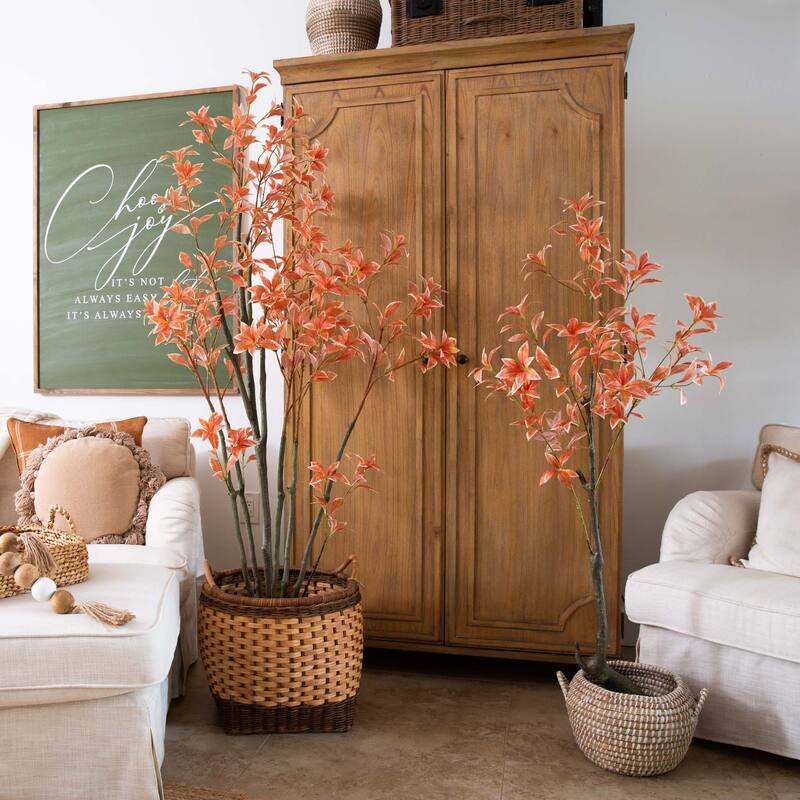 Pieris Artificial Potted Tree - 4.5' - Orange
