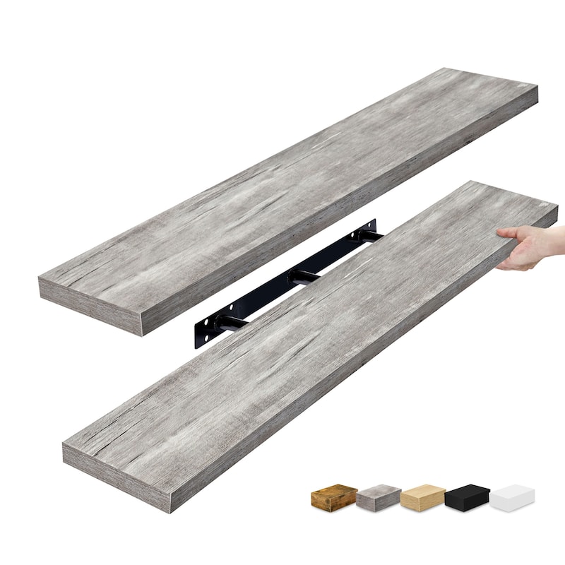 Sorbus Floating Shelves for Wall, 2 Extra Long Wall Mounted Floating Shelves - 9.25"L X 47” W X 1.5” H - Grey