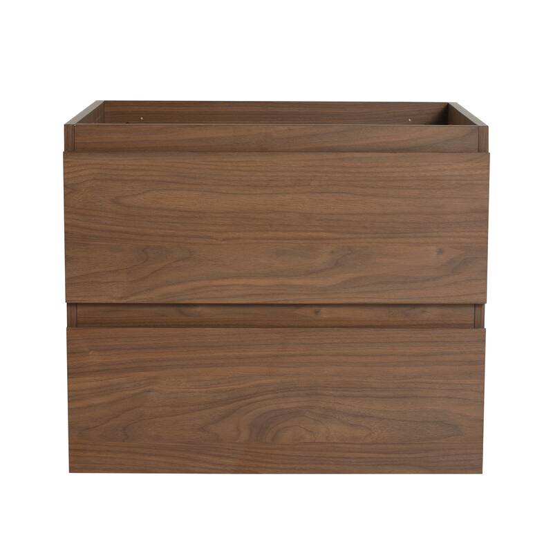 24" Floating Bathroom Vanity Cabinet with 2 Soft-Close Drawers, Wood Grain Design, Eco-Friendly Plywood - 23.38in L Plywood - 23.38in L Brown Oak