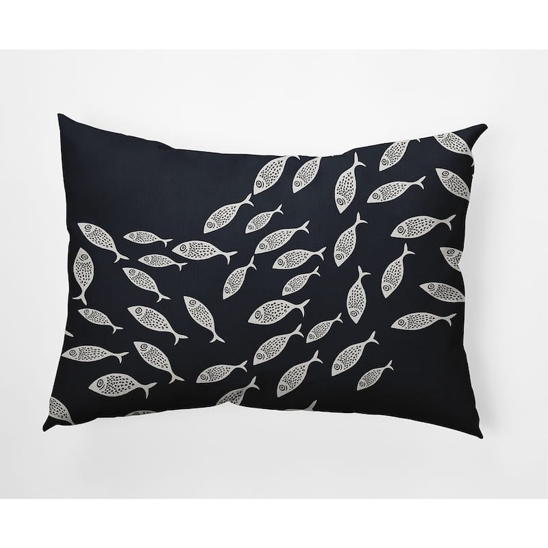 Escuela Nautical Decorative Indoor Pillow - Shark Blue - 14" x 20"