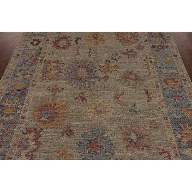 Transitional Oushak Turkish Area Rug Hand-Knotted Wool Carpet - 5'0"x 7'11"