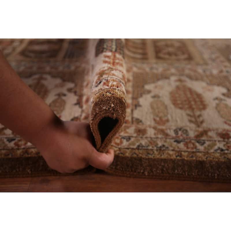 Brown Floral Agra Indian Area Rug Handmade Wool Carpet - 9'2" X 11'10"