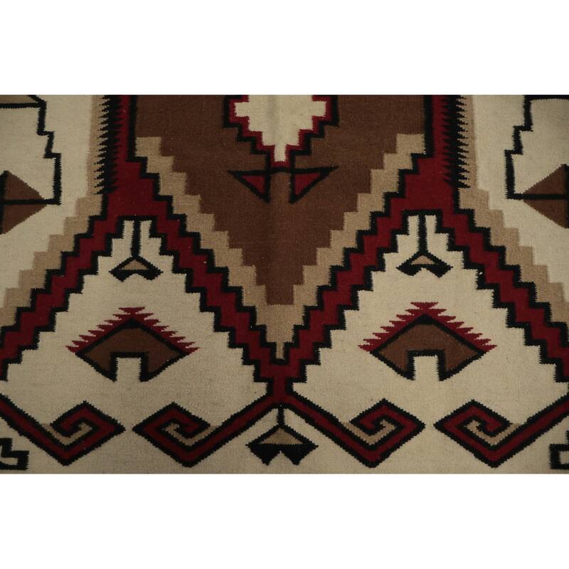 Hand Woven Oriental 100% Wool Carpet Southwestern Tribal Brown Kilim Area Rug - 8' 2'' X 5' 0''