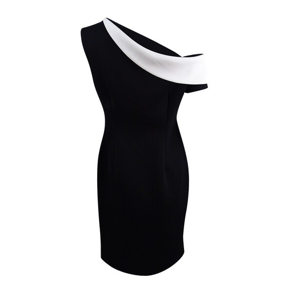 calvin klein black one shoulder dress
