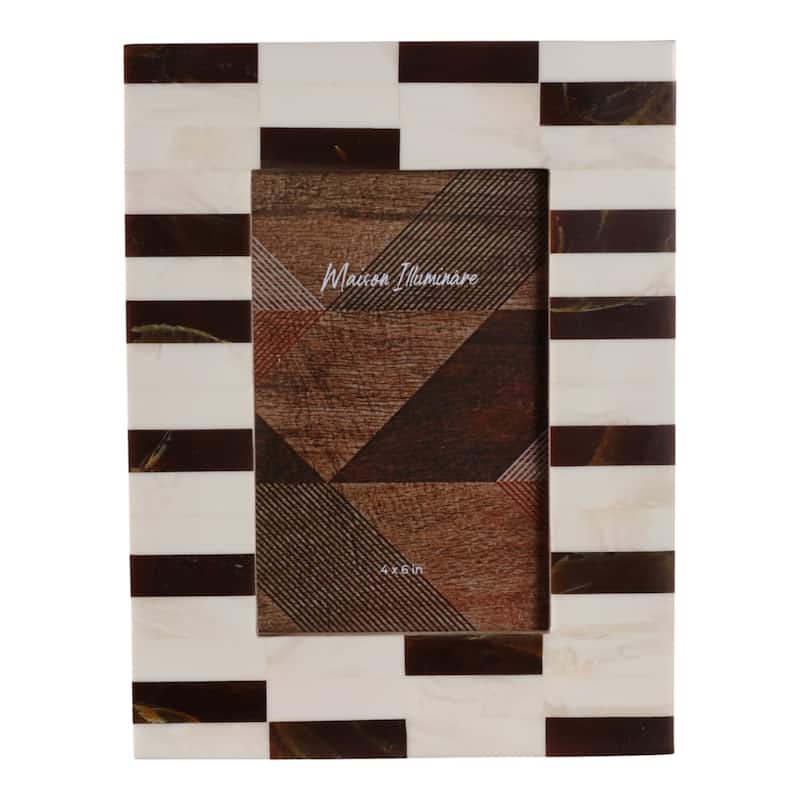 Resin Wood Picture Frame Small Stripe Modern Glam Design - 4x6" Brown - Brown - 8.5" x 6.5" x 0.5"