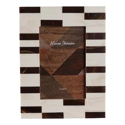 Resin Wood Picture Frame Small Stripe Modern Glam Design - 4x6" Brown