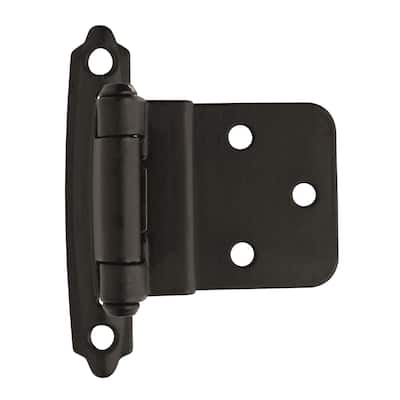 3/8in (10 mm) Inset Self-Closing, Face Mount Flat Black Hinge - 1 Pair - 2.75
