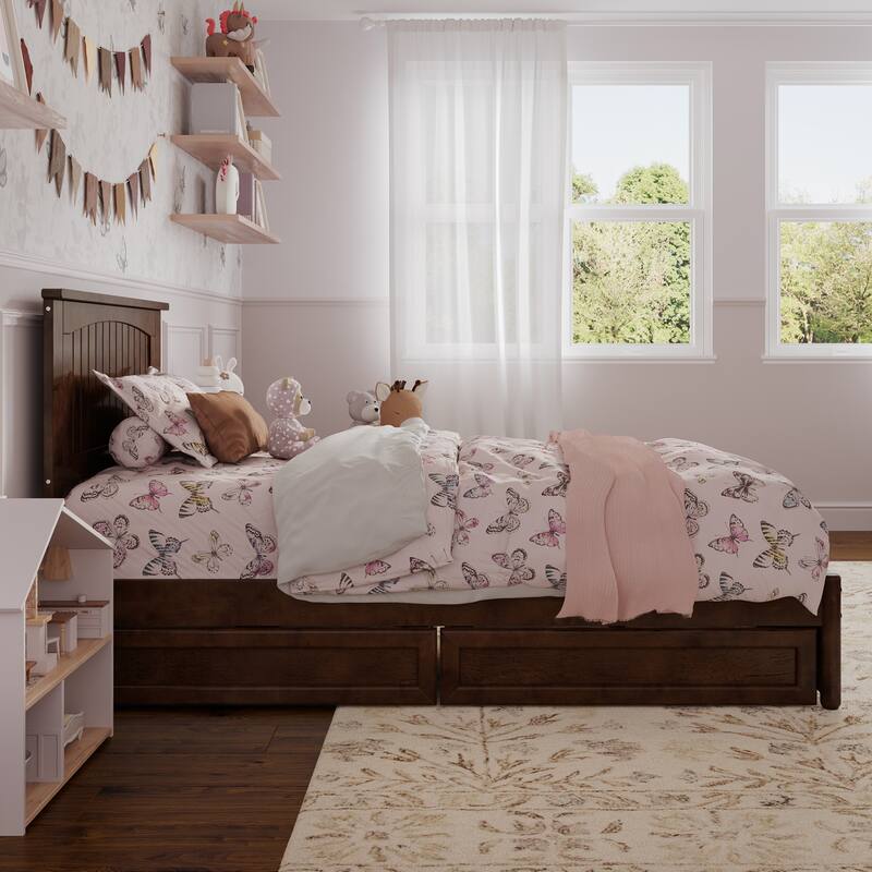 Malta Platform Bed with Panel Footboard and Storage Drawers