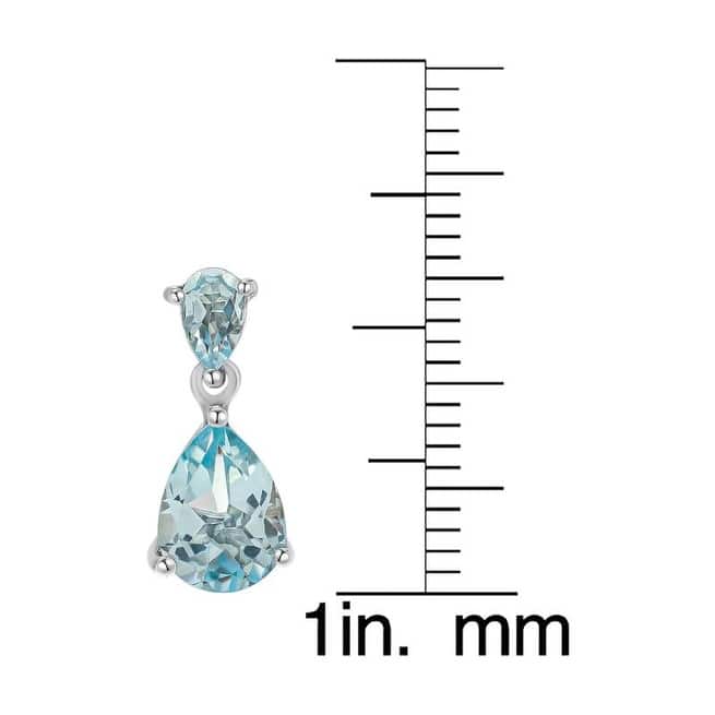 .925 Sterling Silver Blue Topaz Double Pear Drop Earring