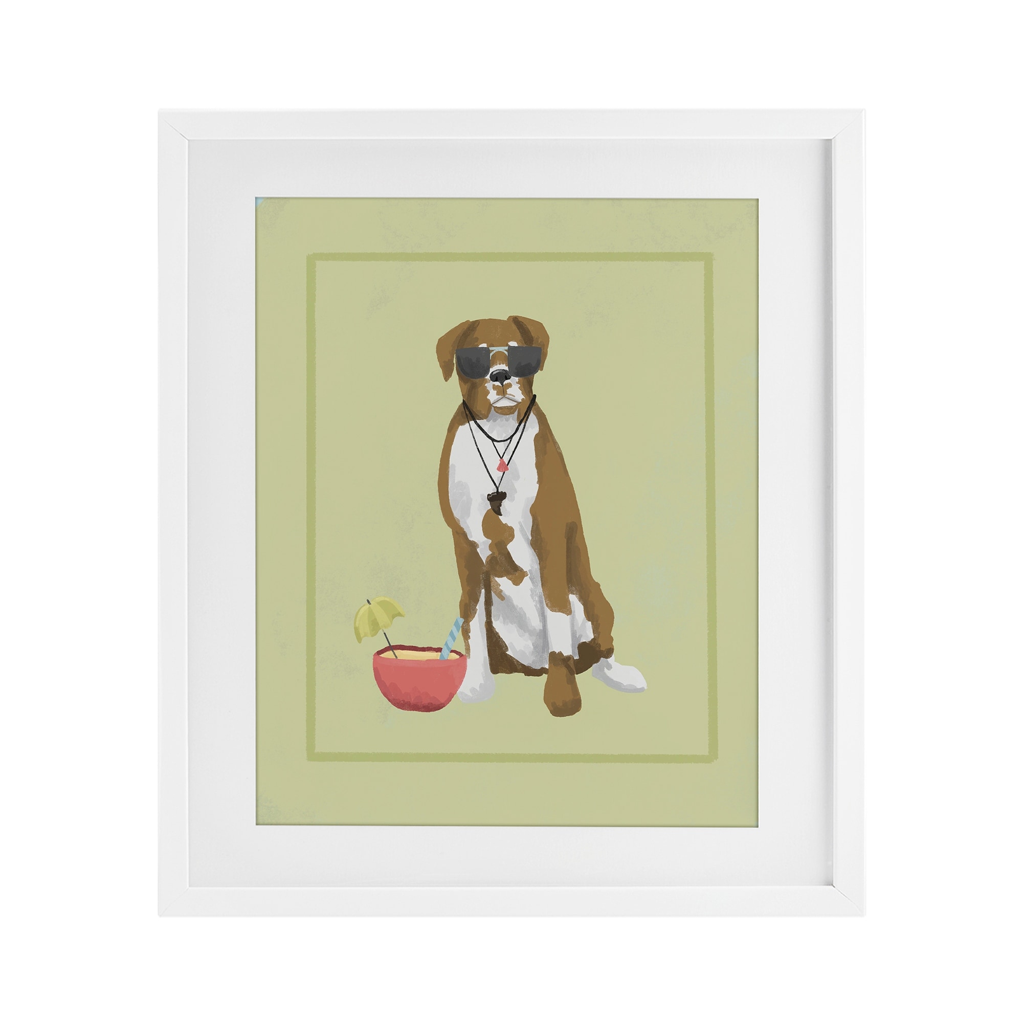 Stupell Boxer Beach Day Under Glass Framed Design By Sadie Harper