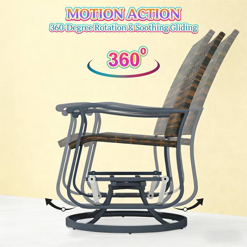 GDFStudio - Sebastian Outdoor Wicker Swivel Glider Chair Set of 2