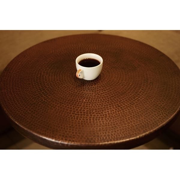 slide 2 of 4, 24-in Round Hammered Copper Table Top in Oil Rubbed Bronze (TTR24DB)