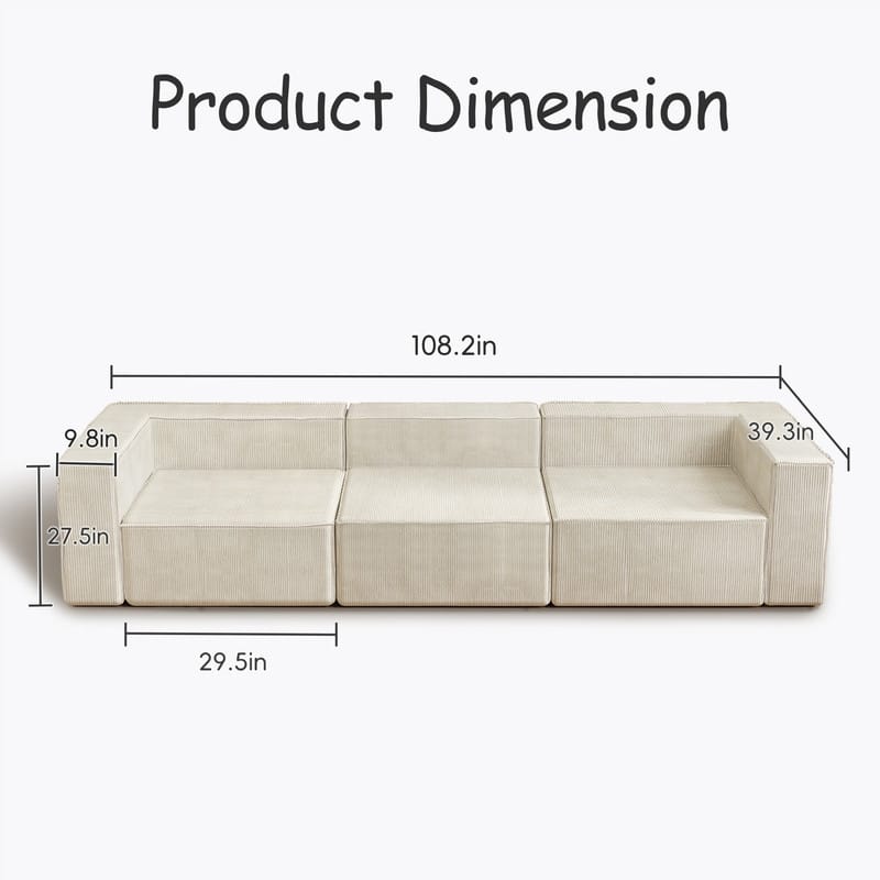 Module Corduroy Three Seater Compression Sofas