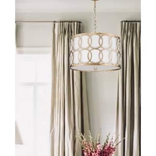 Gold Metal Drum Pendant with Geometric Shape