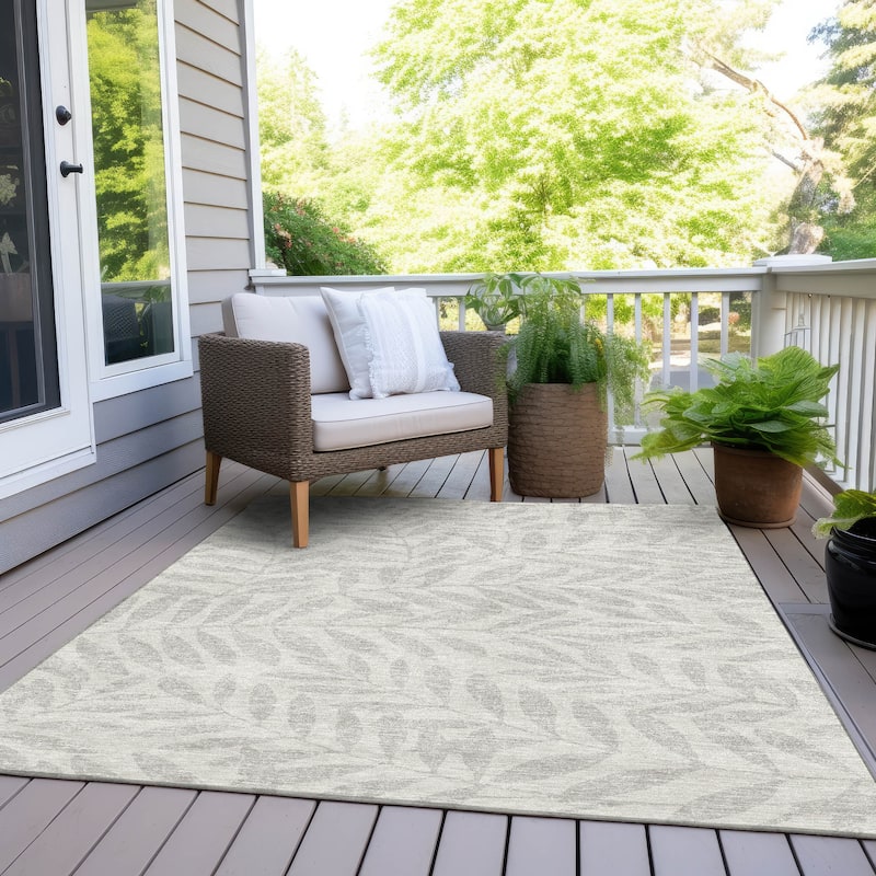 Machine Washable Indoor/ Outdoor Chantille Palm Rug - Ivory - 8' x 10'