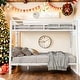 preview thumbnail 1 of 7, Wider Design Full XL over Queen Metal Bunk Bed with Ladder and Safety Guardrails White