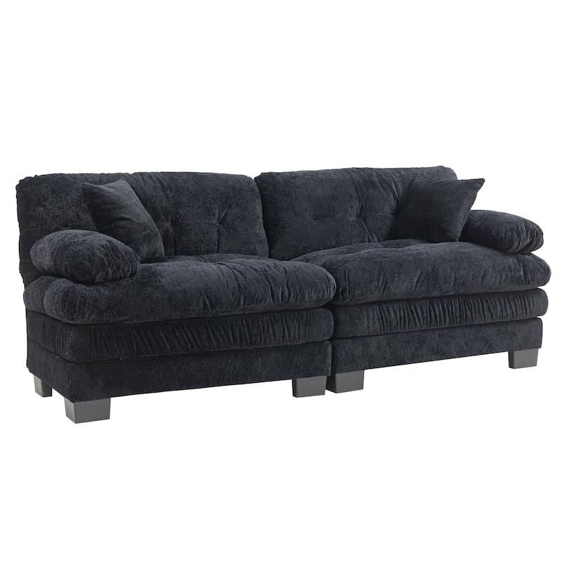 84" Upholstered 3-Seater Sofa with Dual-Layer Memory Foam Cushioning, and Complimentary Comfort Pillows
