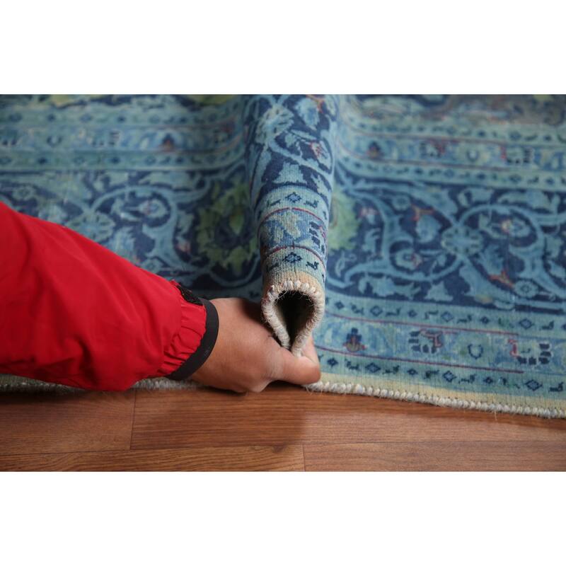 Hand Knotted Oriental 100% Wool Carpet Traditional Floral Green Mashad Area Rug - 11' 8'' X 8' 0''