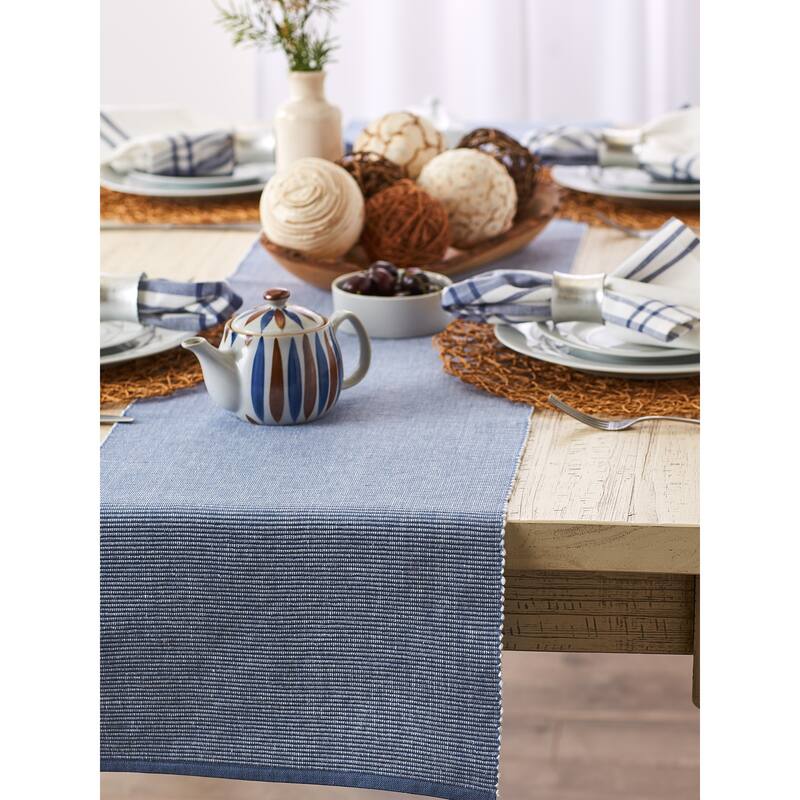 DII Black & White 2-Tone Ribbed Table Runner