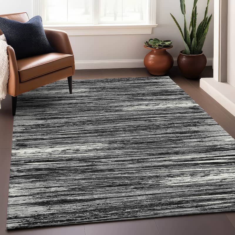 Premium Washable Super Soft Ombre Stripes Mayfield Rug - Black - 10' x 14'