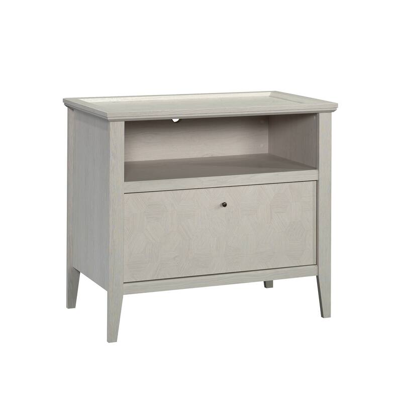 Wood Lateral File with Spacious Drawer, Light Gray